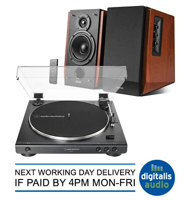 Audio-Technica AT-LP60X Turntable + Edifier R1700BT Brown Bluetooth Speakers - Image 1 of 4