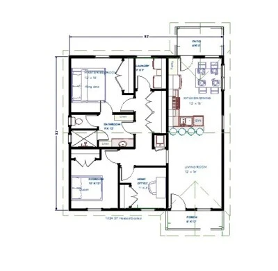 Complete Construction Plans PDF for residence or cabin 1024 SF 2BR 1B 1/4" Scale - Image 1 of 4