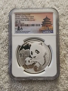 2019(G) China S10Y Panda First Day of Issue NGC MS70 Signed by Tong Fang  - Picture 1 of 5