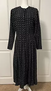 VTG 80s Ann Taylor Dress Women 8 Granny Core Floral Long Sleeve Black Modest - Picture 1 of 10