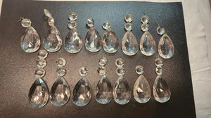 Lot of 15 Teardrop Prisms 2” Chandelier Crystal Pendants Glass, reclaimed - Picture 1 of 6
