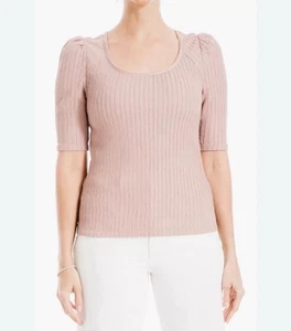 Neu mit Etikett Max Studio London Bluse Puffärmel mauvefarben Rundhalsausschnitt Größe Large - Bild 1 von 10