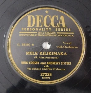 BING CROSBY ANDREWS SCHWESTERN Mele Kilikimaka Poppa Weihnachtsmann DECCA 78 HÖREN xmas - Bild 1 von 4