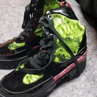 Cape Robbin Kingpin черный неоновый змея шнурует вверх зажим подошвы боя ботильоны размер 8,5 М - Изображение 1 из 4