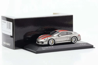 1:43 Porsche 911 991 r argento con strisce rosse Minichamps - Immagine 1 di 3