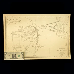 1920s Antique SAN FRANCISCO City Map Vintage Map of San Francisco Bay Map - Picture 1 of 12