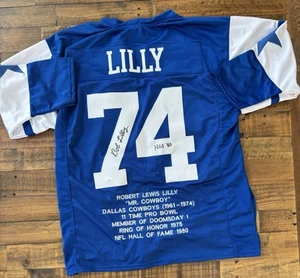 BOB LILLY AUTOGRAPH JERSEY SIZE XL HOF 80 CAREER STATS STITCHED JSA AUTHENTIC - Picture 1 of 7