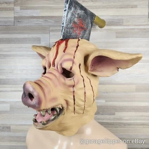 Butchered Pig Mask Pork Chop Rubber Halloween Mask Gory Bloody Scary Flesh - Picture 1 of 7