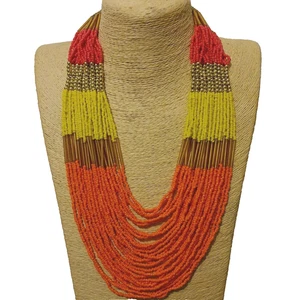 Layered Statement Beaded Boho Necklace Chunky Long Big Large Colourful Tribal UK - Picture 1 of 8