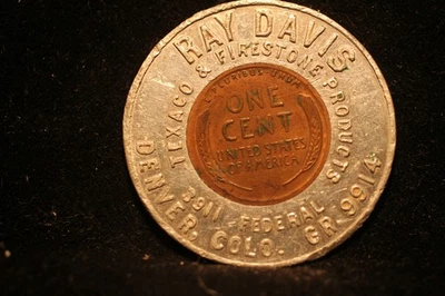 科罗拉多州丹佛。 Ray Davis 德士古和 Firestone 1945 年-p 包裹美分 — 第 1/2 张图片