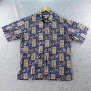 Camicia hawaiana Tori Richard Honolulu uomo L palma estate vacanze astratta - Foto 1 di 6