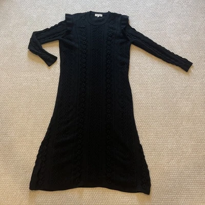 Pearl By Lela Rose WOMENS Black MIDI Cable Knit Sweater Dress Sz XL Maxi - Image 1 of 4