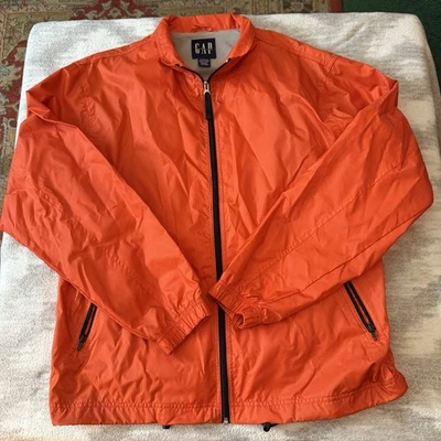 Chaqueta cortavientos vintage años 90 Y2K Gap cremallera completa naranja brillante talla L forrada en malla Foto 1 de 4