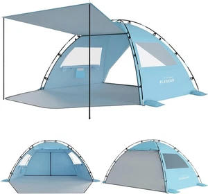 Elegear Beach Tent Sun Shelter with Canopy, 4-5 Person Pop Up Beach Tent - Picture 1 of 8