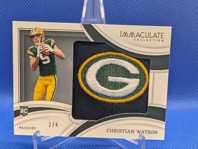 2022 Immaculate Rookie Player Caps Team Logo Christian Watson /4 Packers  - Image 1 of 3