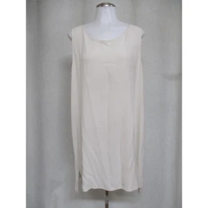 beige Ivory Sleeveless Stretch sheer Overlay Tunic Dress top Silk sz L - Picture 1 of 3