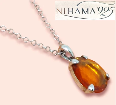 Collana argento 925 Nihama ciondolo cristallo ambra perla coltivata acqua dolce - Immagine 1 di 4