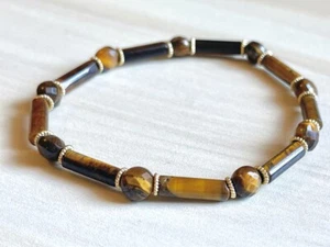 Tigerauge Röhre Perlen Armband (auf Stretch) 8 mm AAA 7 1/4" Zoll echter Stein - Bild 1 von 4