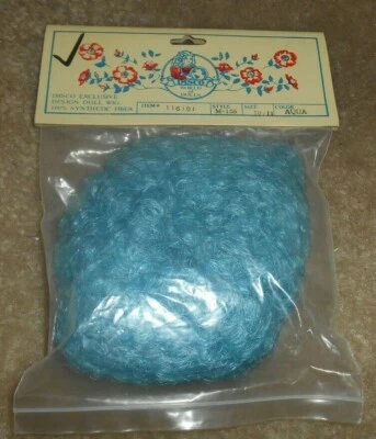 Peluca/peluca vintage para muñeca IMSCO M-155 talla 10/11 (116101) color AQUA nueva stock antiguo Foto 1 de 2