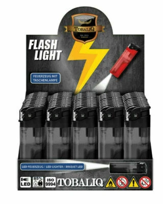 TOBALIQ (41008) Black Flash Light LED Elektro Feuerzeuge Elektonik Feuerzeug mit Lampe