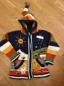 Cárdigan Inca Niños Capucha Unisex Cálido Bordado T. 116-122 - Imagen 1 de 3