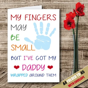 Personalised Fathers Day Greeting Card Dad Daddy Grandad ANY NAME Child Hand 13 - Picture 1 of 3