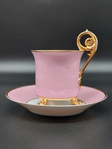 Fürstenberg Gold Rosa Kakaotasse Porzellan Füßchen Tasse auf Füßen - Bild 1 von 12
