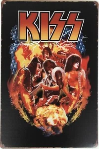 KISS Rustic Look Vintage Tin Metal Sign Man Cave, Shed-Garage & Bar Sign - Picture 1 of 2