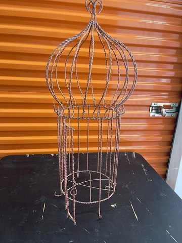 Pink Metal Wire Bird Cage Decorative Candle/Plant Holder Cover
