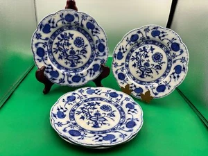 Set of 4 x Vintage Dinner Plates Johnson Brothers HOLLAND Flow Blue - Picture 1 of 6