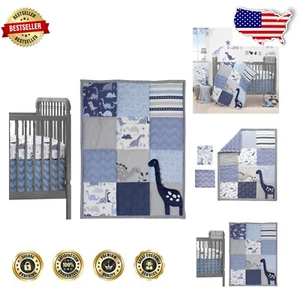 Stylish Roar Dinosaur Crib Bedding Set with Fitted Sheet & Dust Ruffle, 44x35 - Picture 1 of 7