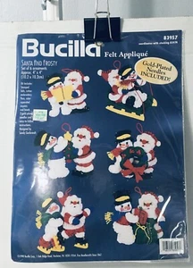 #34  Bucilla Santa and Frosty Ornament Felt Applique Kit 83957 - Makes 6 - Picture 1 of 2
