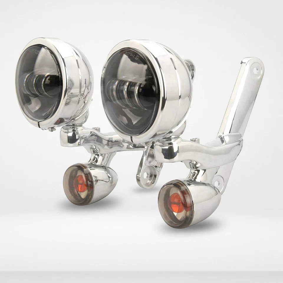 4.5''Chrome Passing Fog Light Brackets for Harley Road King/Touring/Street Glide Foto 1 de 4