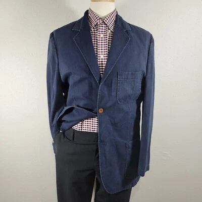 Abrigo Blazer Deportivo Para Hombre Robert Graham Dos Botones Azul Marino 100% Algodón Talla XL Foto 1 de 4