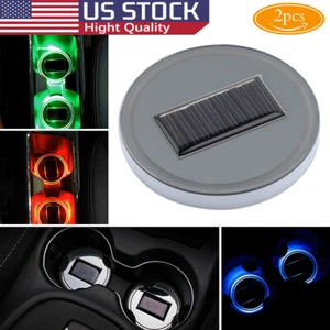 Solar Colorful Car Cup Holder LED USB Charging Mat Coaster Pad Changing Light US - Picture 1 of 12