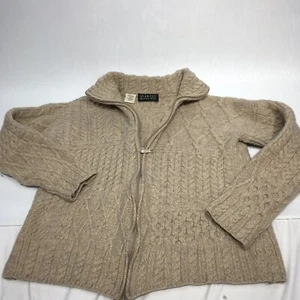 Blarney Woolen Mills Cardigan Sweater Zip Oatmeal Beige X-LargeWool 42" Chest - Picture 1 of 8