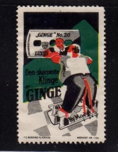 Danish Advertising Stamp- Ginge Brand Razors "The Sharpest" - Picture 1 of 1