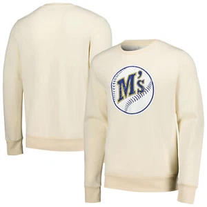Men's Majestic Threads Oatmeal Seattle Mariners Fleece Pullover Sweatshirt - Picture 1 of 3