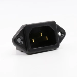 Gold Planted IEC C14 Mains Power 250V 10A Inlet HiFi Chassis Socket Male Plug - Picture 1 of 7