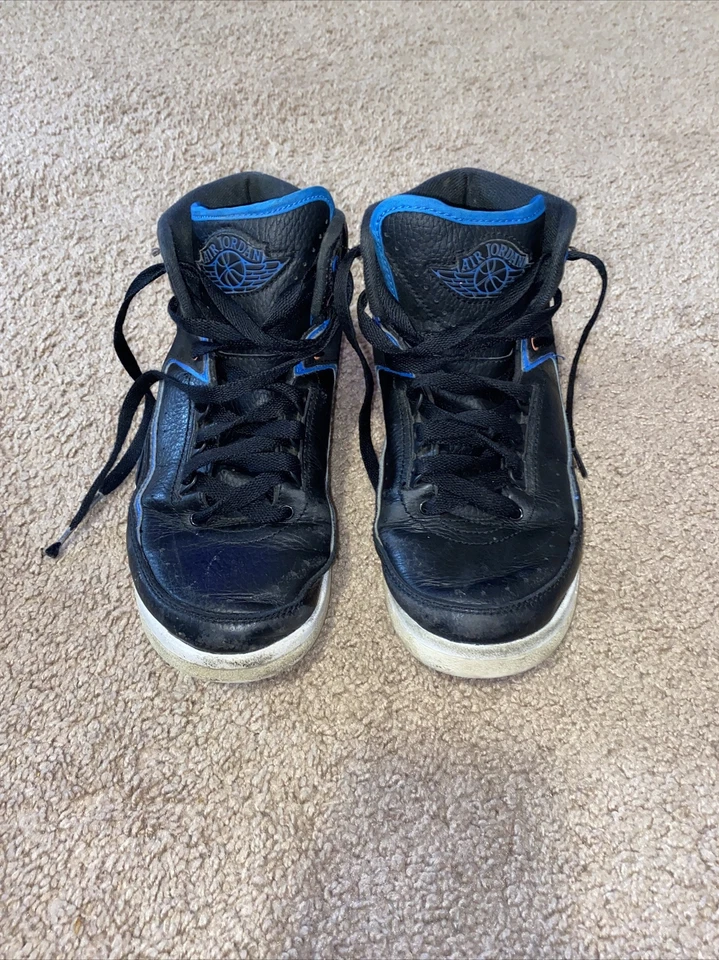 Air Jordan Retro 2 黑色蓝色“Radio Raheem”2009 834276-015 尺码 5.5 Y“M” — 第 1/4 张图片
