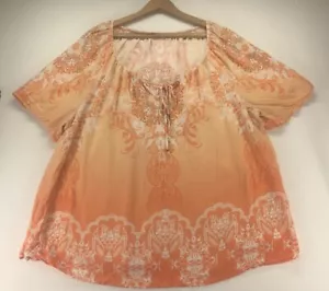 Top túnica naranja floral Cato para mujer talla 26/28 W artístico boho talla grande - Imagen 1 de 7