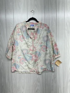 Ship 'n Shore Floral 3/4 Sleeve Women's Blouse Size 12 New - Picture 1 of 4