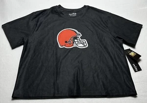 Cleveland Browns Cropped Tee Shirt Women's MEDIUM Charcoal NWT NFL Speckled New - Picture 1 of 7
