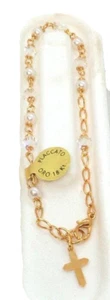 Pulsera de perlas chapada en oro de 18 quilates hecha en Italia - Imagen 1 de 3