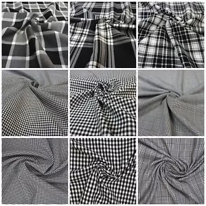 À Carreaux Tissu Prince de Galles Pepita Tartan Écossais Noir Blanc Viscose Par - Bild 1 von 51
