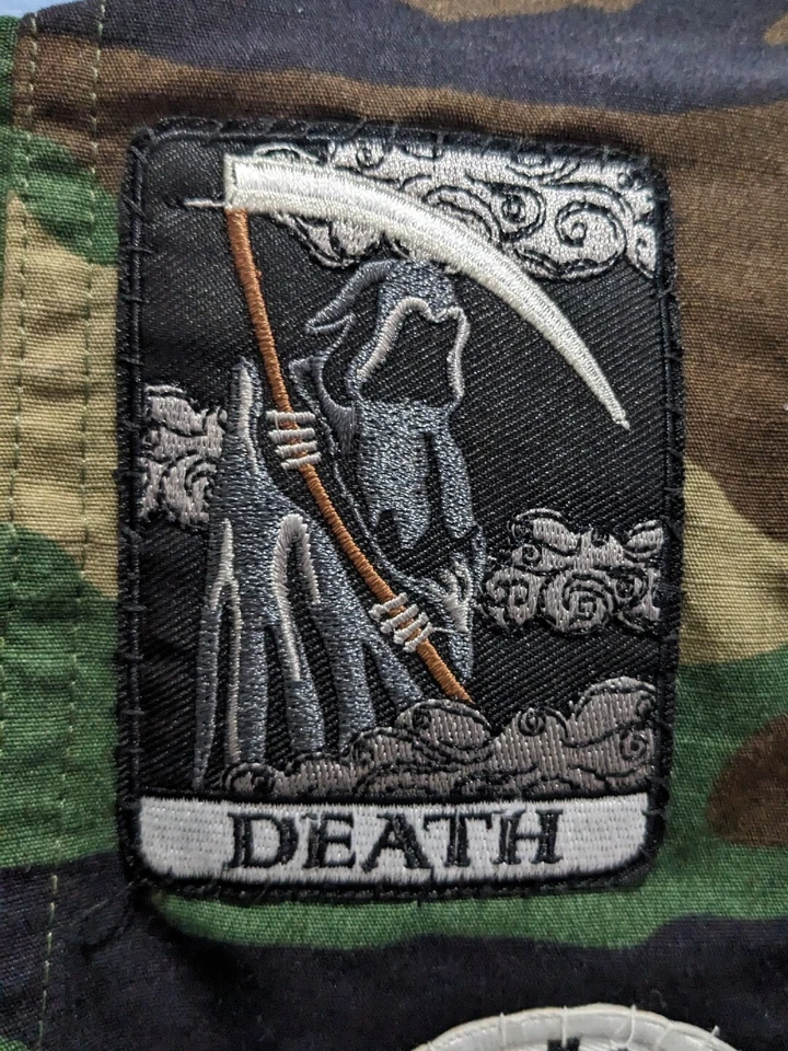 Death Tarot Card Grim Reaper Patch Goth Punk Embroidered Iron On Patch 2.5x3.5" - Image 1 of 4
