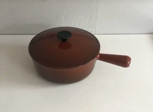 Cousances 22 cm braune Emaille Gusseisen Pfanne mit Deckel braun Made in France - Bild 1 von 11