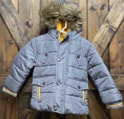 Casaco acolchoado Rothschild bebê meninos 24 meses cinza e amarelo com zíper e botões - Imagem 1 de 4