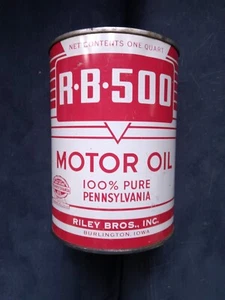 Riley Bros R-B 500 1 Qt Motoröldose. Leere Dose aus Burlington IOWA. - Bild 1 von 4