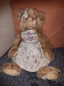OC/ peluche ours habillé louise mansen robe imprimés fleurs et broderie 39 cm - Picture 1 of 6